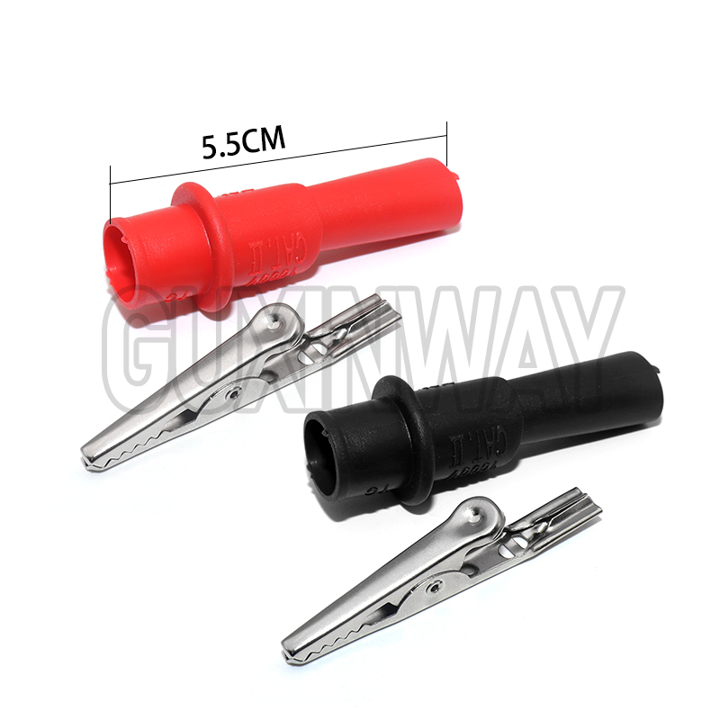 Crocodile Clip Set - 2個入りワニ口クリップテストクリップクランプセット赤黒ワイヤーチップ10A 1000VマルチメータテスタープローブAC DC電力測定用