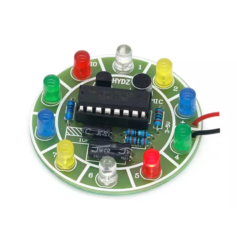 Diy Electronics Lab - CD4017 カラフルな音声制御回転 LED ライトキット電子製造 DIY キットスペアパーツ学生研究室