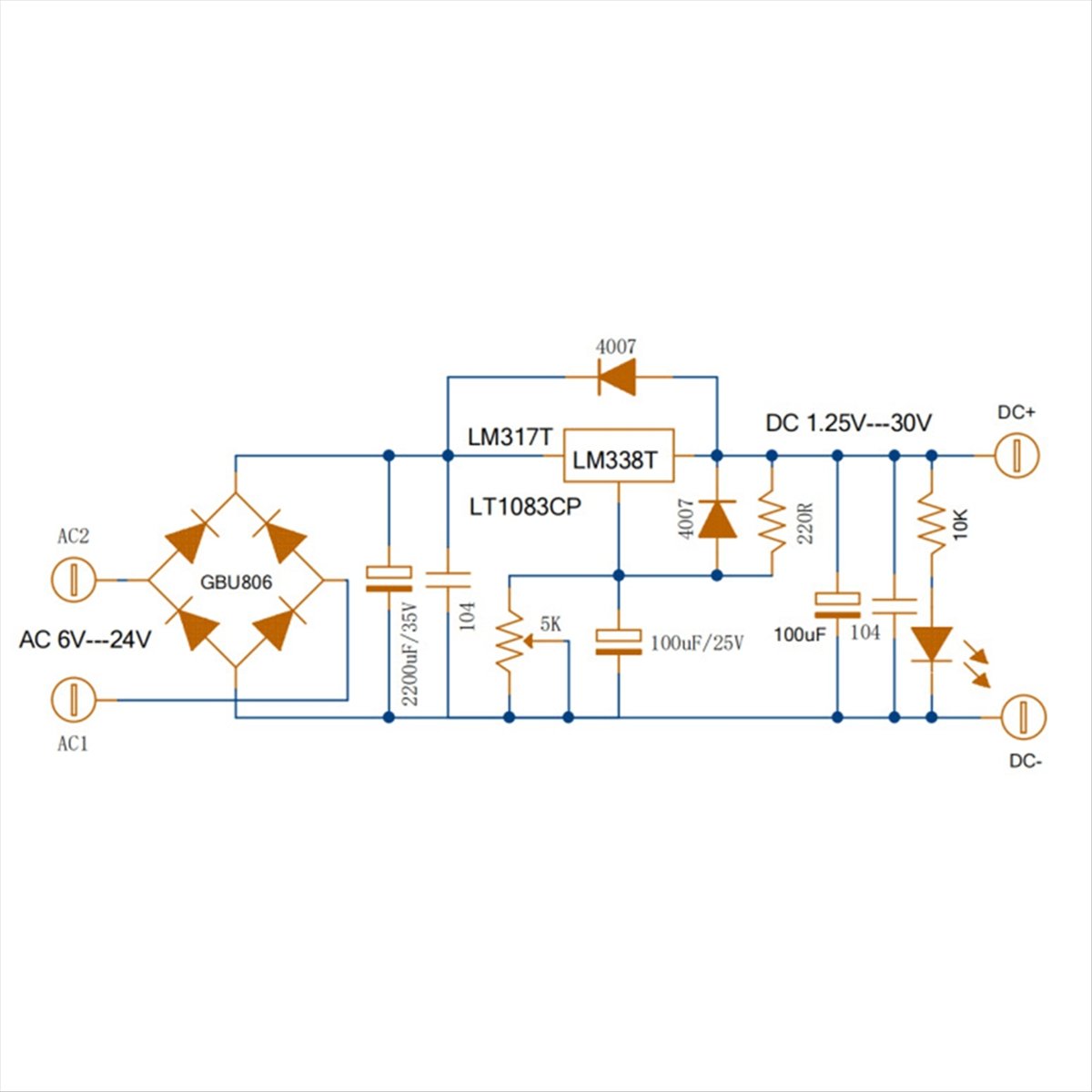 Diy Electronics Filament - Delighted- 調整可能なリニアレギュレート電源ボード LM338 5A 出力フィラメント電圧調整 DIY