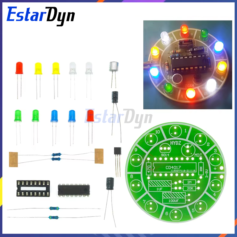 Diy Electronics Lab - Estardyn CD4017 カラフルな音声制御回転 LED ライトキット電子製造 diy