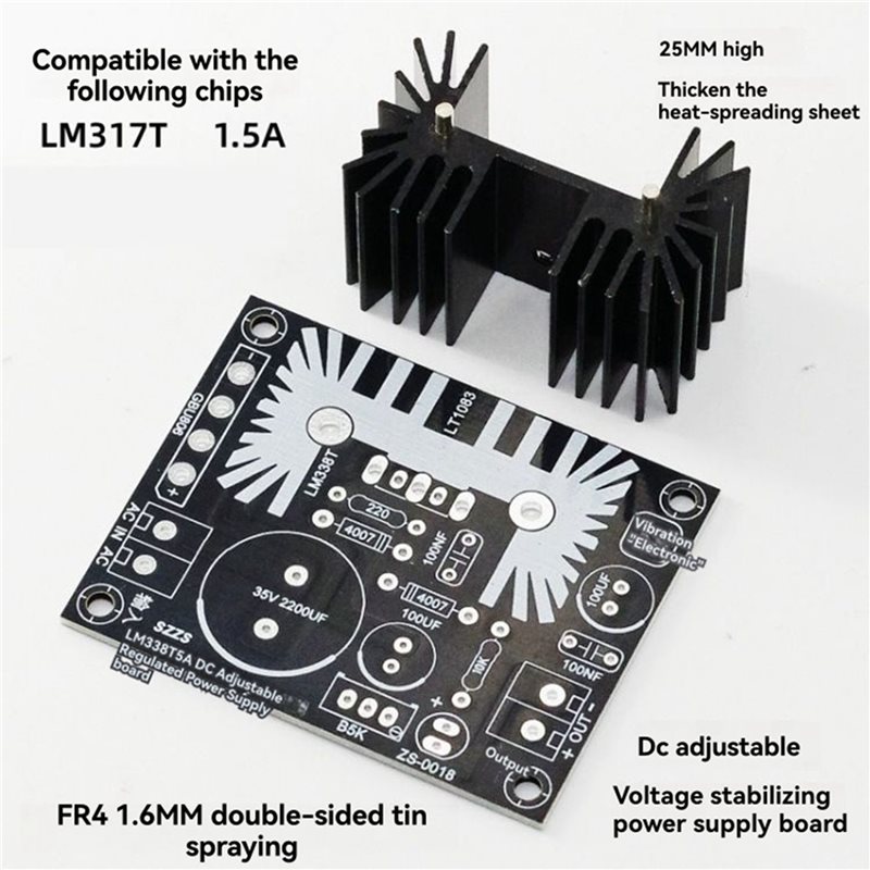 AA08-2X調整可能なリニア安定化電源ボード LM317  - Diy Electronics Filament のレビューと価格