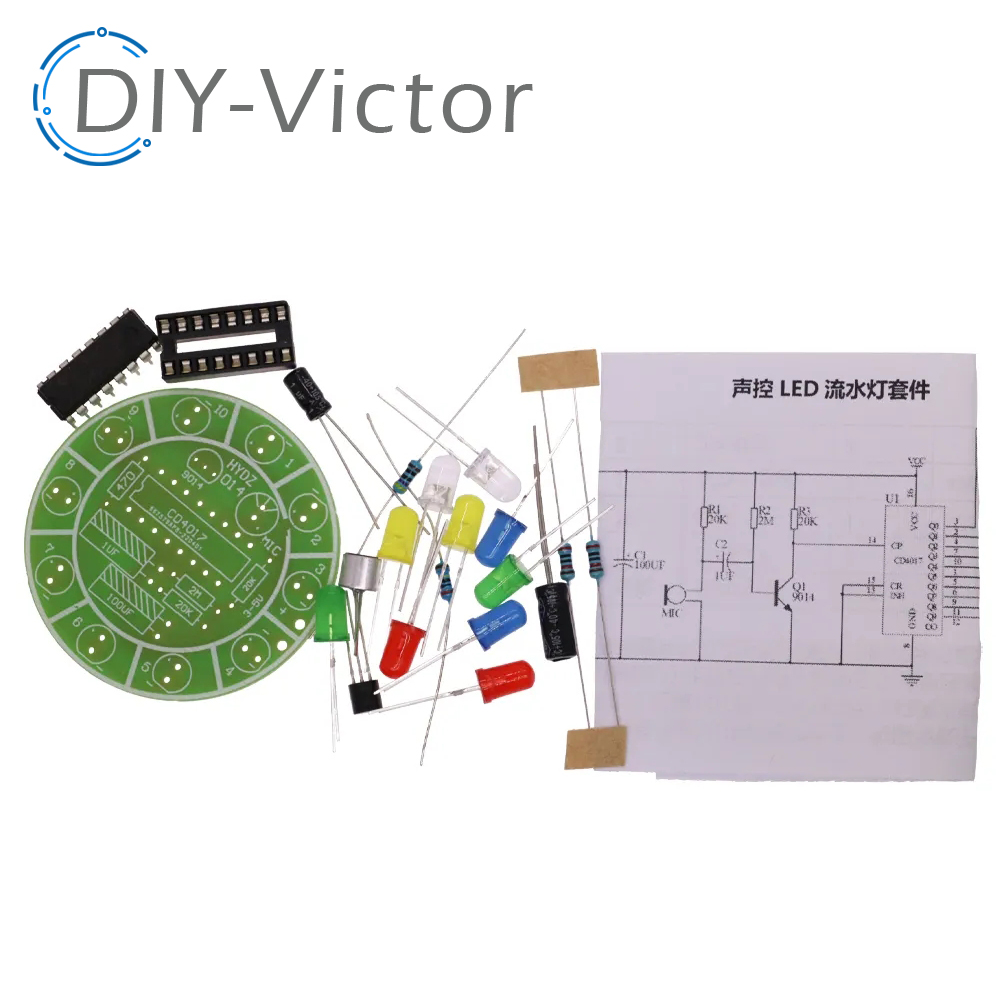 カラフルな音声制御回転LEDライトキット、電子製造DIYキッ - Diy Electronics Lab のレビューと価格