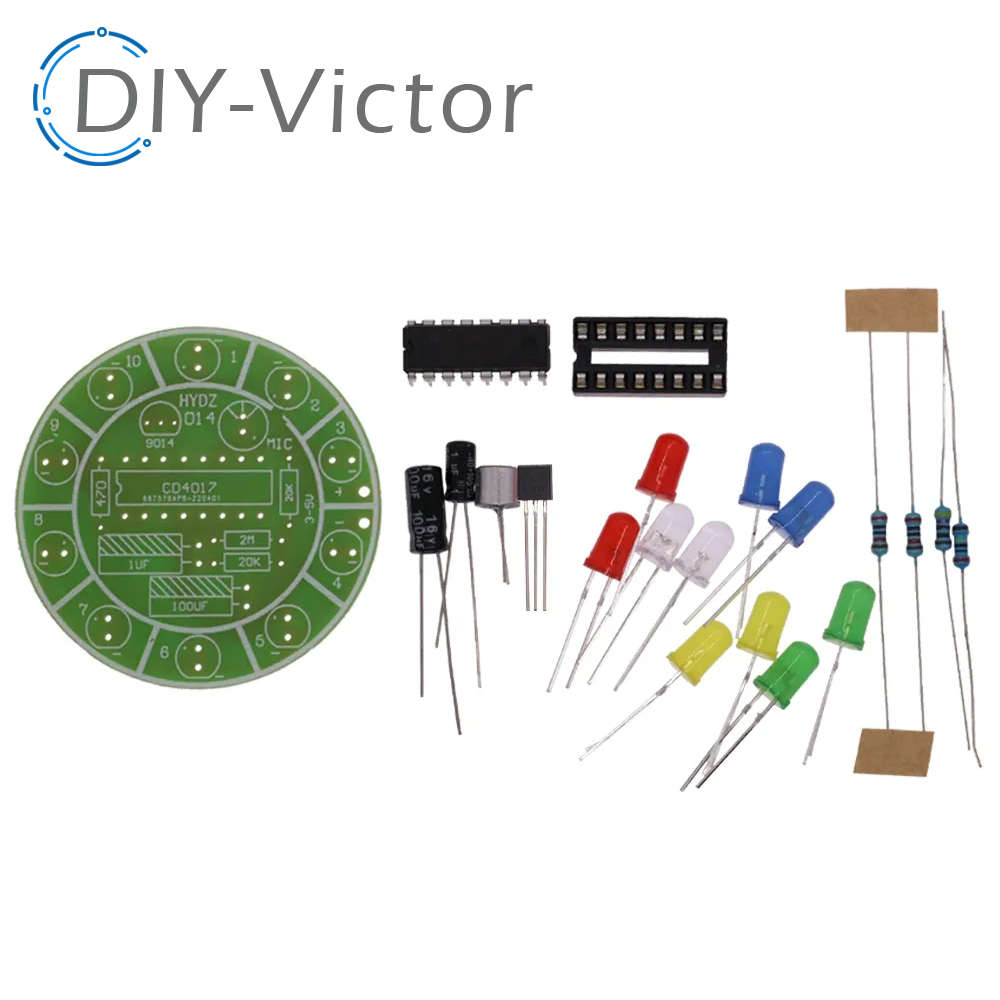 カラフルな音声制御回転LEDライトキット、電子製造DIYキッ - Diy Electronics Lab のレビューと価格