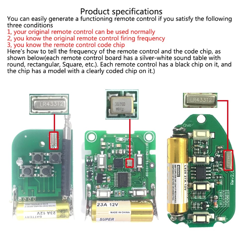 433Mhz RFリモコン オンオフボタン 学習コード EV - Diy Electronics Button のレビューと価格