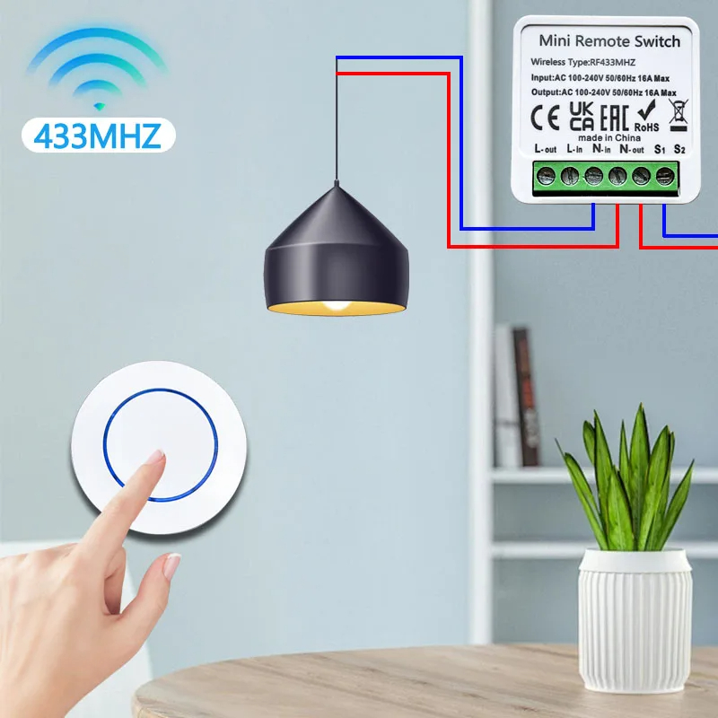 433HMz ワイヤレスライトスイッチ 10A リレー受信機 - Diy Electronics Button のレビューと価格