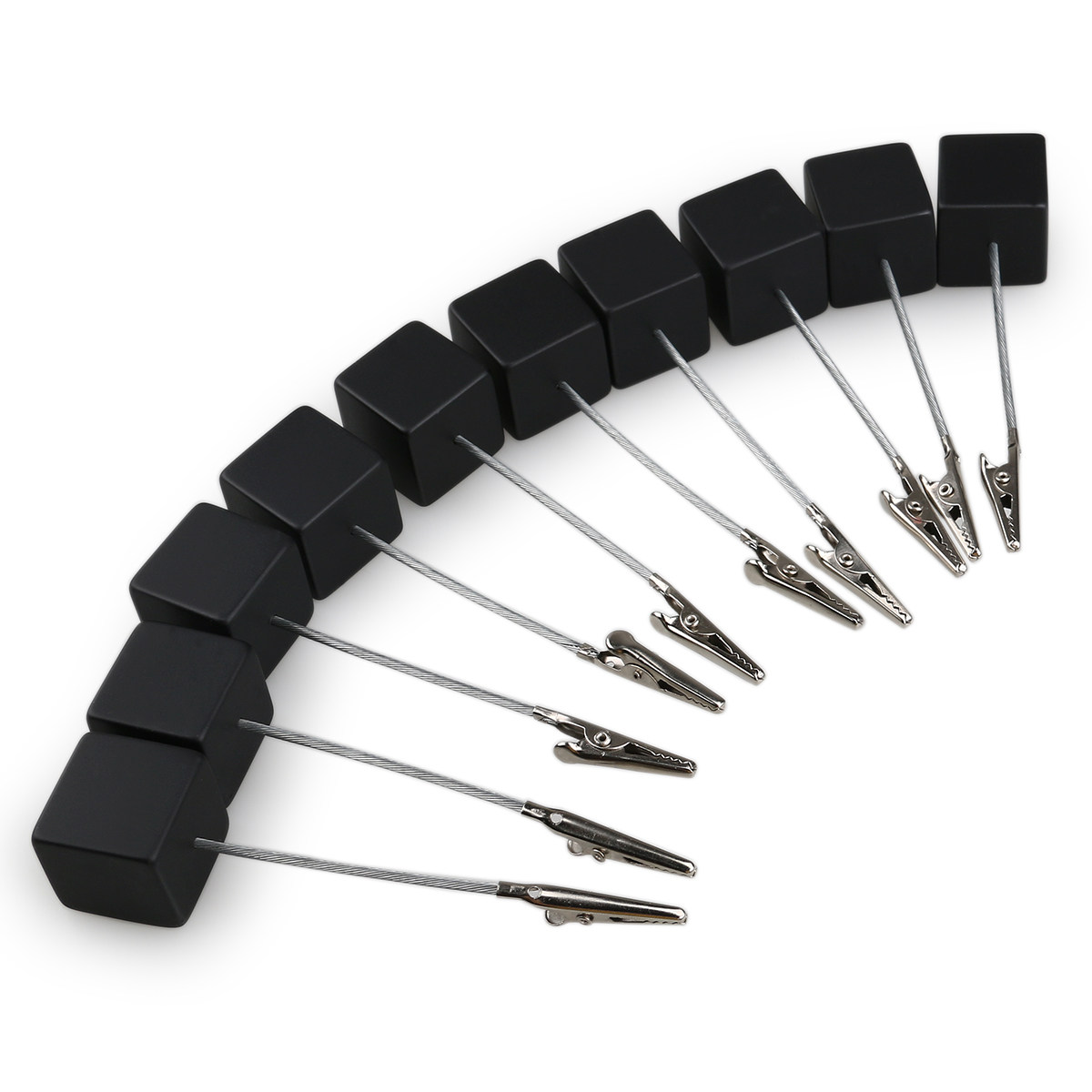 10個入り、半透明のキューブ型メモクリップセット。ワニ口クリ - Crocodile Clip Set のレビューと価格