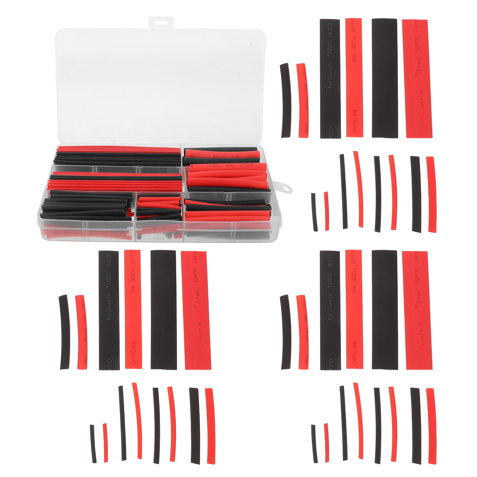 300個入り 熱収縮チューブ 黒赤 ポリオレフィン シュリン - Heat Shrink Tubing のレビューと価格