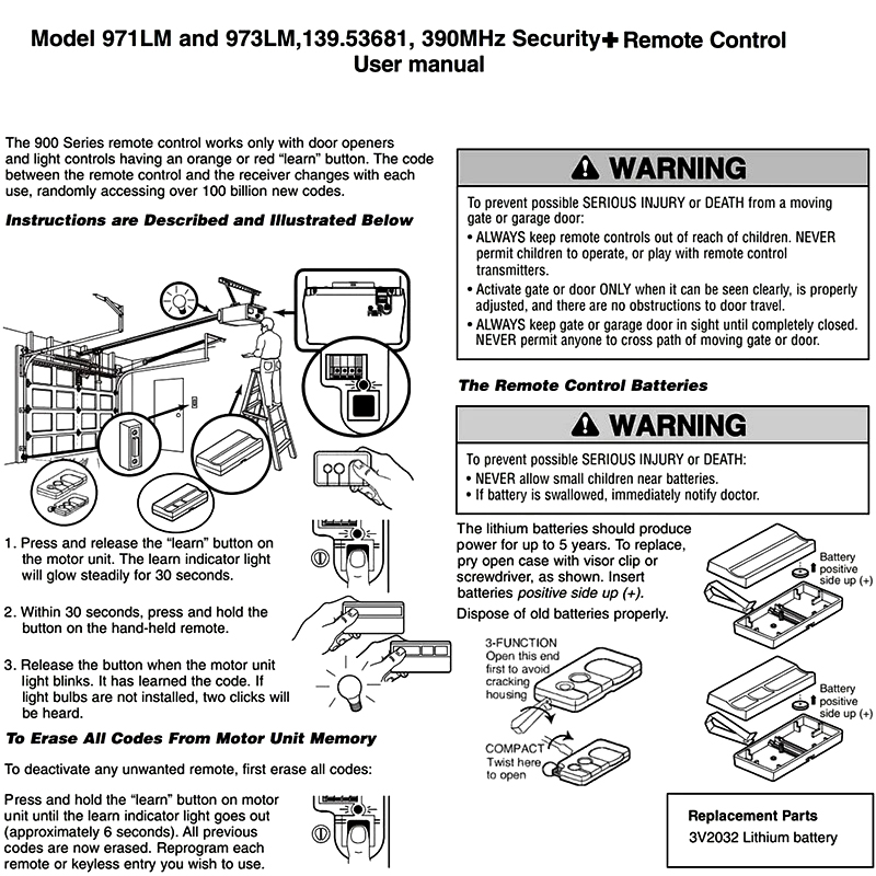 新しい 971LM 973LM Security+ リモート - Diy Electronics Button のレビューと価格